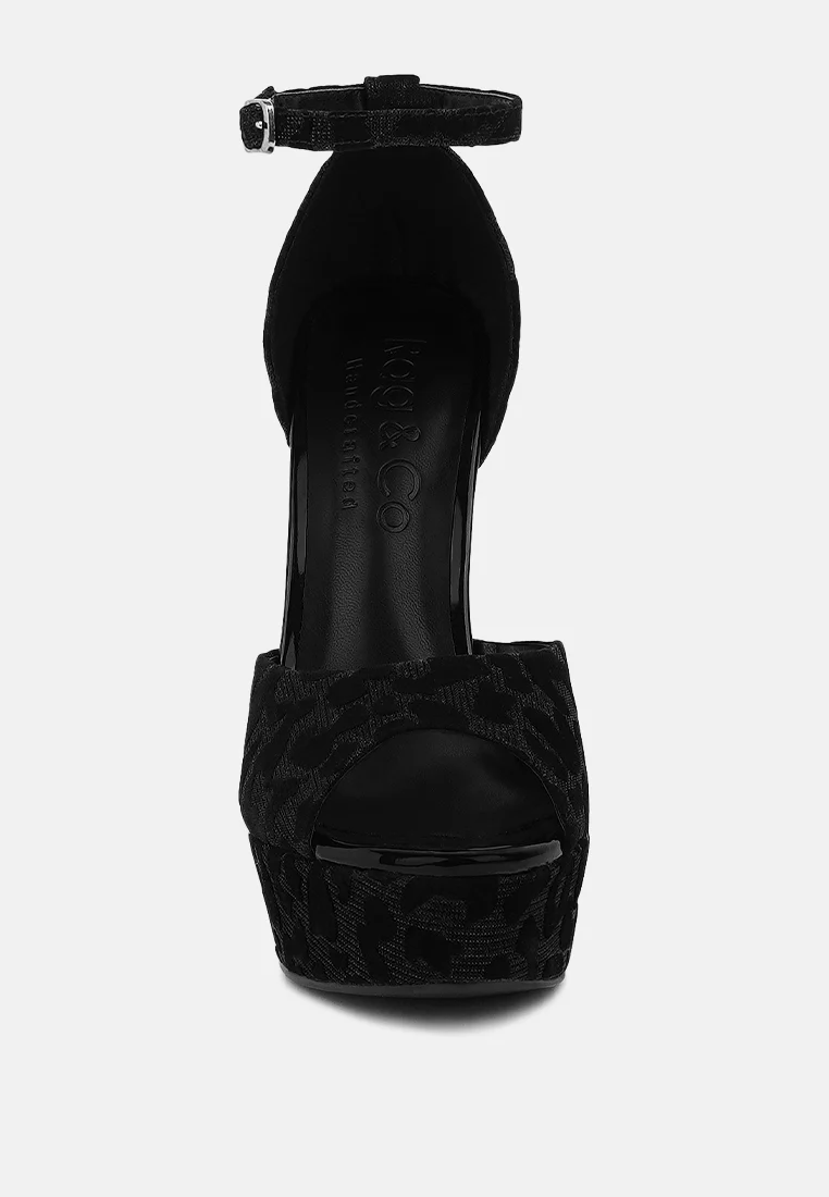 BRIGITTE Black Leopard Print Peep toe Stiletto Sandal - Image 4