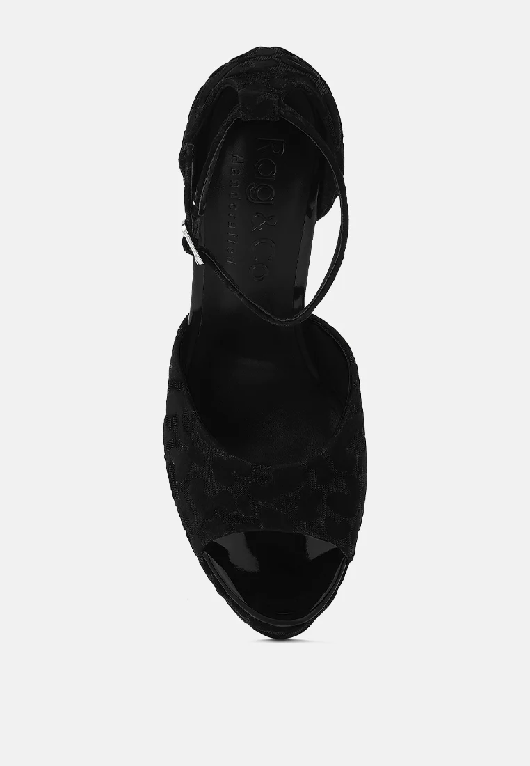 BRIGITTE Black Leopard Print Peep toe Stiletto Sandal - Image 6
