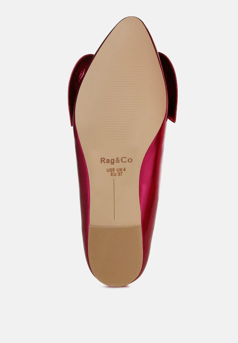 Bromelia Metallic Pleather Bow Ballerinas - Image 10