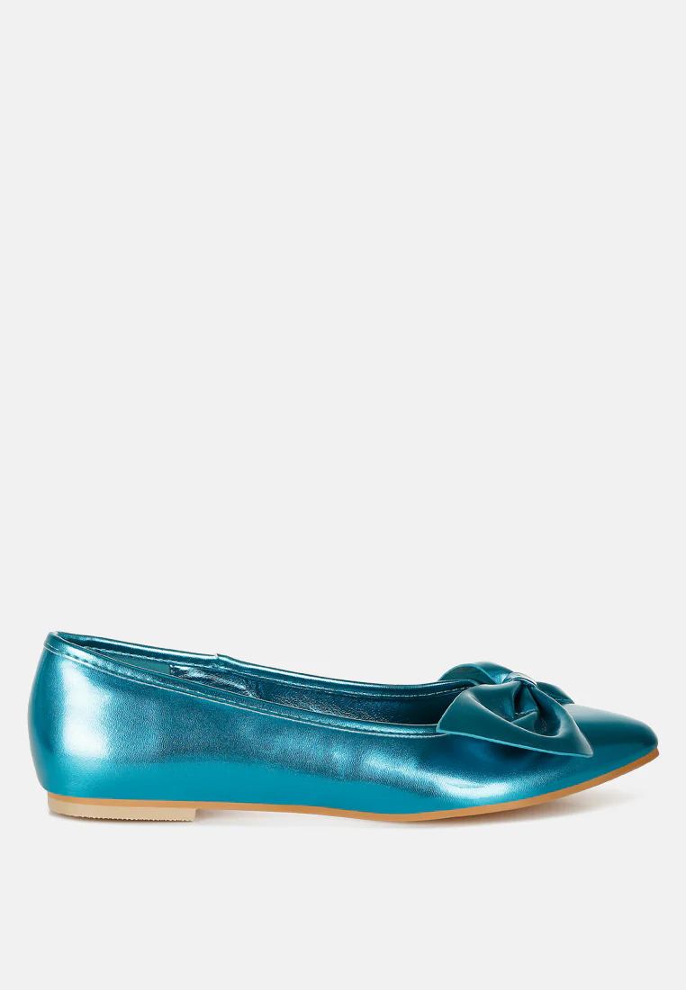 Bromelia Metallic Pleather Bow Ballerinas - Image 11