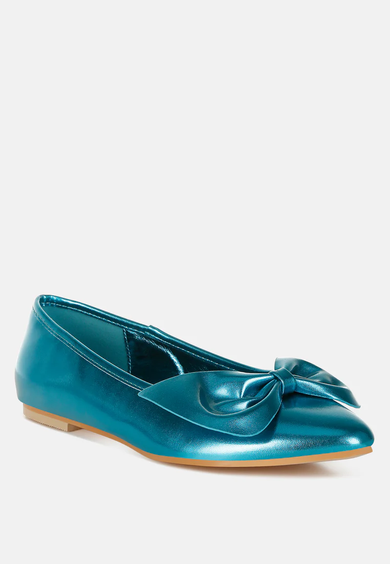 Bromelia Metallic Pleather Bow Ballerinas - Image 13