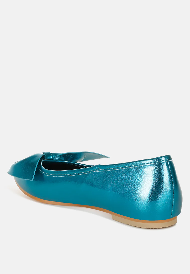 Bromelia Metallic Pleather Bow Ballerinas - Image 14
