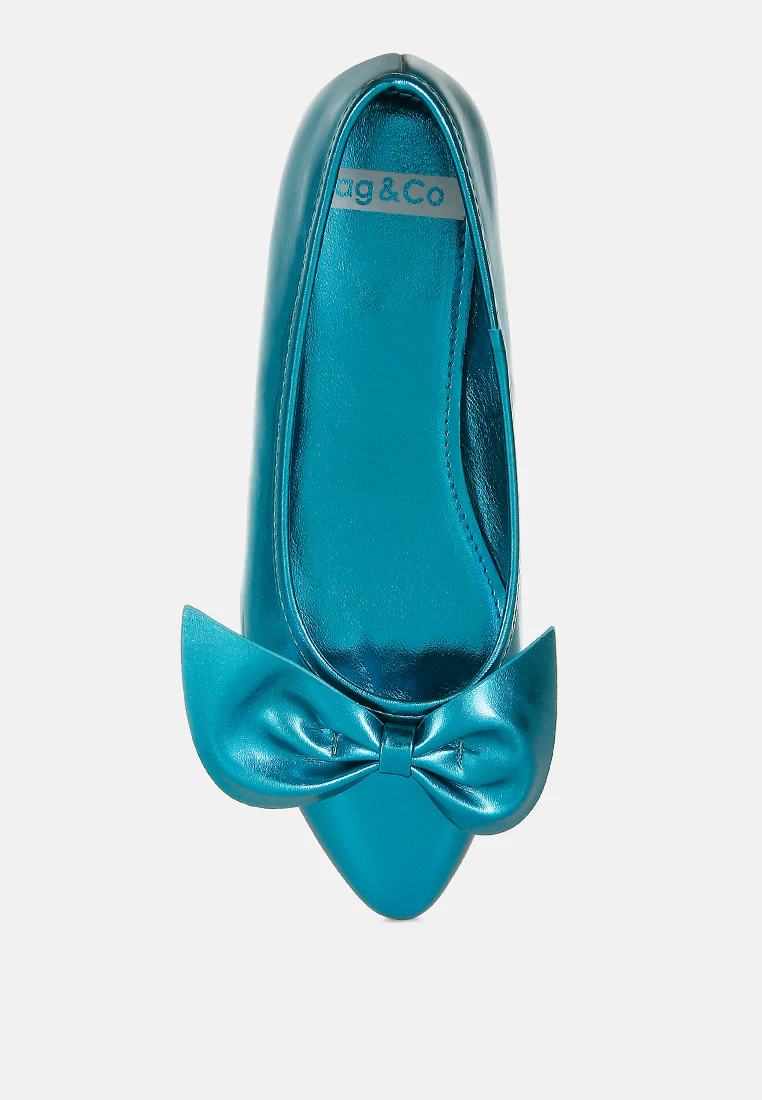 Bromelia Metallic Pleather Bow Ballerinas - Image 15