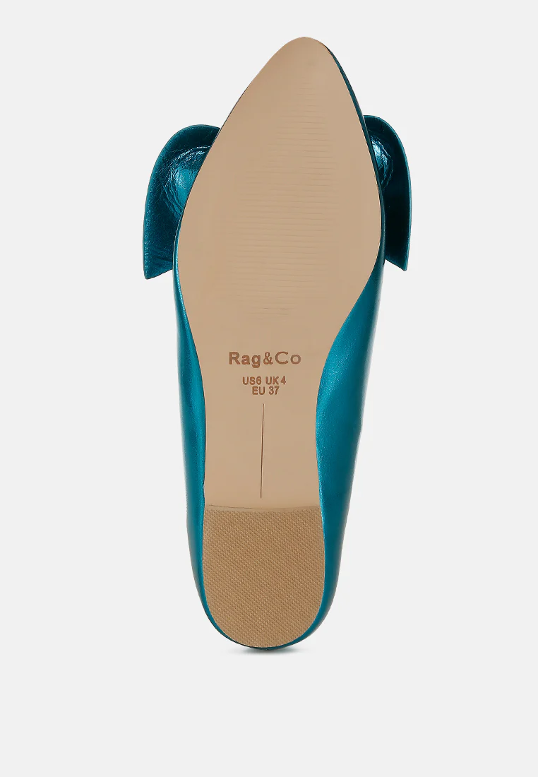 Bromelia Metallic Pleather Bow Ballerinas - Image 16
