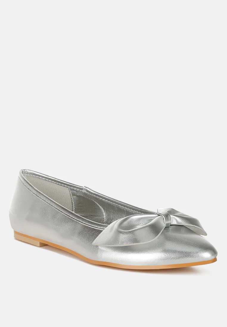 Bromelia Metallic Pleather Bow Ballerinas - Image 2