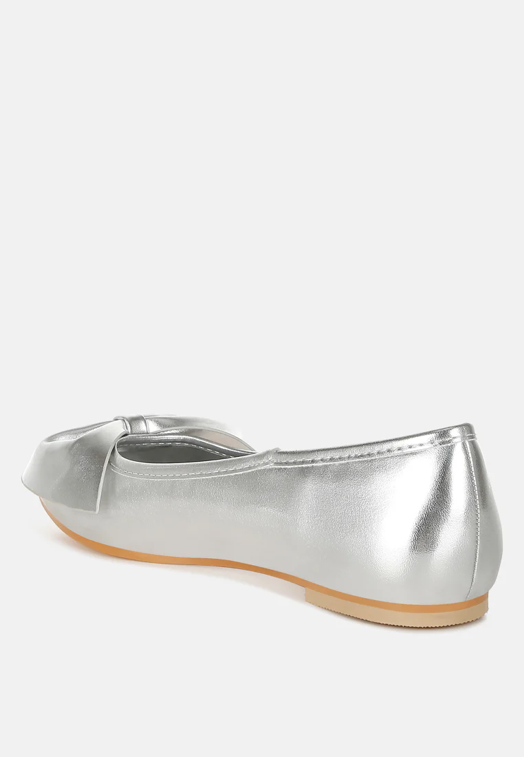 Bromelia Metallic Pleather Bow Ballerinas - Image 3