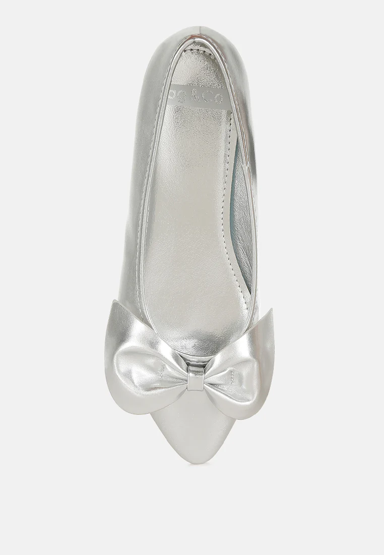 Bromelia Metallic Pleather Bow Ballerinas - Image 4