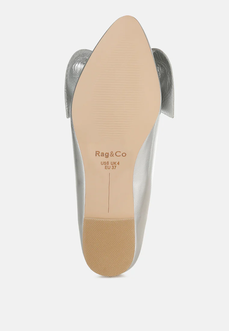 Bromelia Metallic Pleather Bow Ballerinas - Image 5