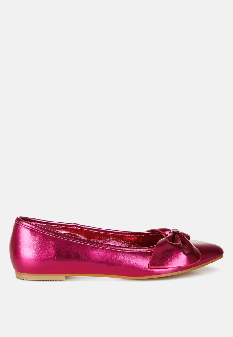 Bromelia Metallic Pleather Bow Ballerinas - Image 6