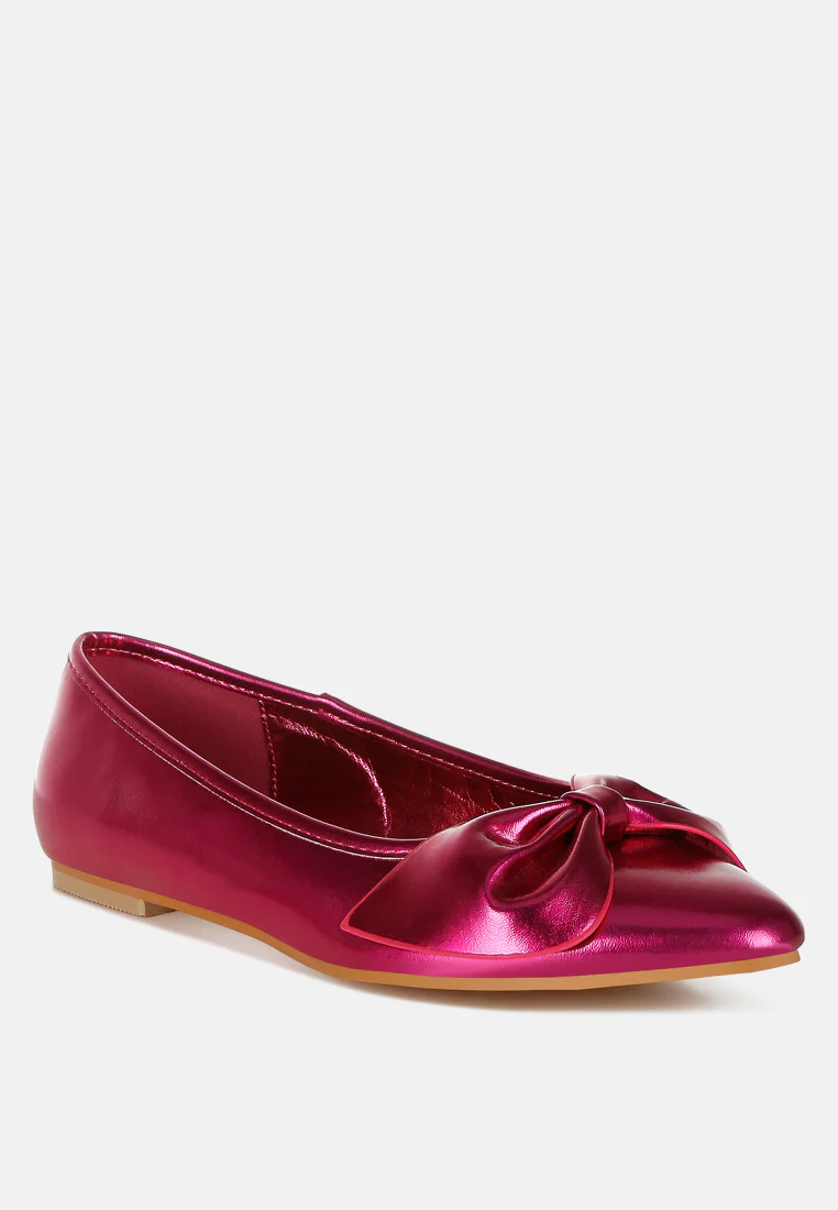 Bromelia Metallic Pleather Bow Ballerinas - Image 7