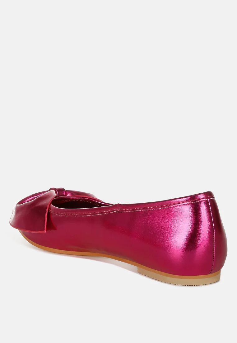 Bromelia Metallic Pleather Bow Ballerinas - Image 8
