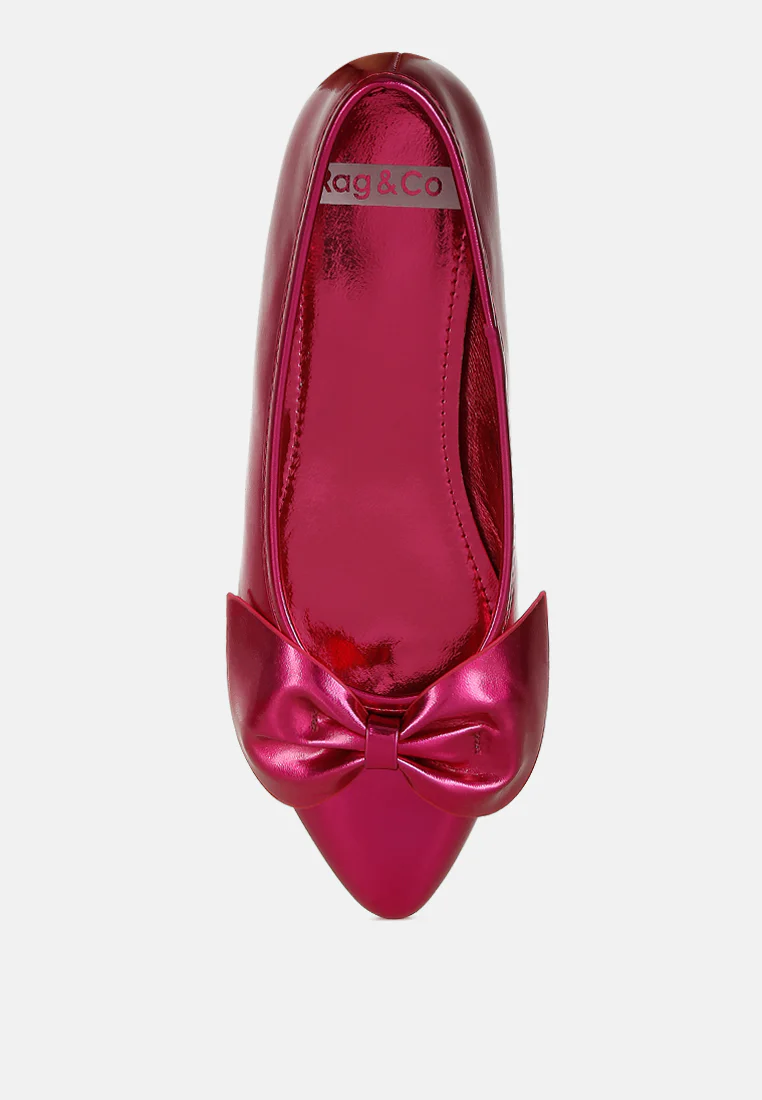 Bromelia Metallic Pleather Bow Ballerinas - Image 9