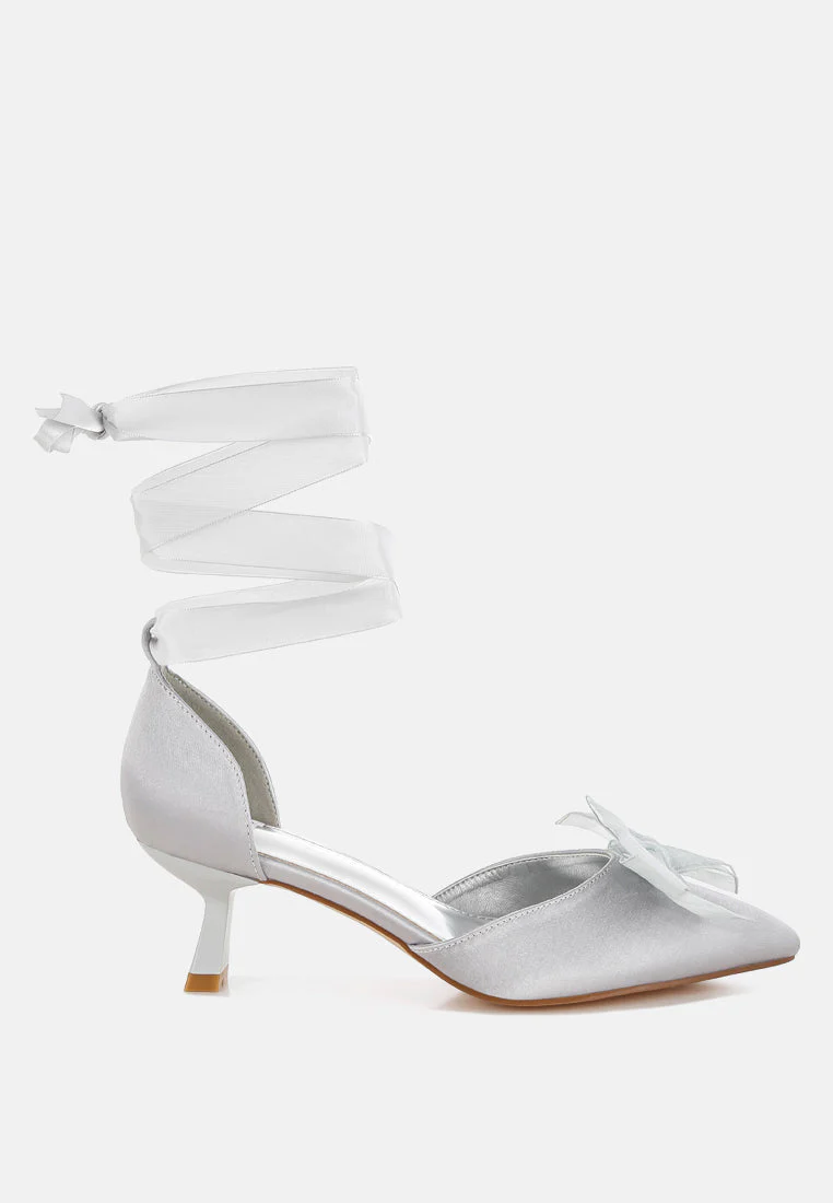 Cadell Bow Detail Satin Sandals - Image 10
