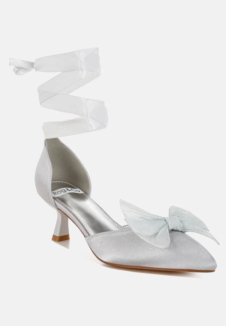 Cadell Bow Detail Satin Sandals - Image 12