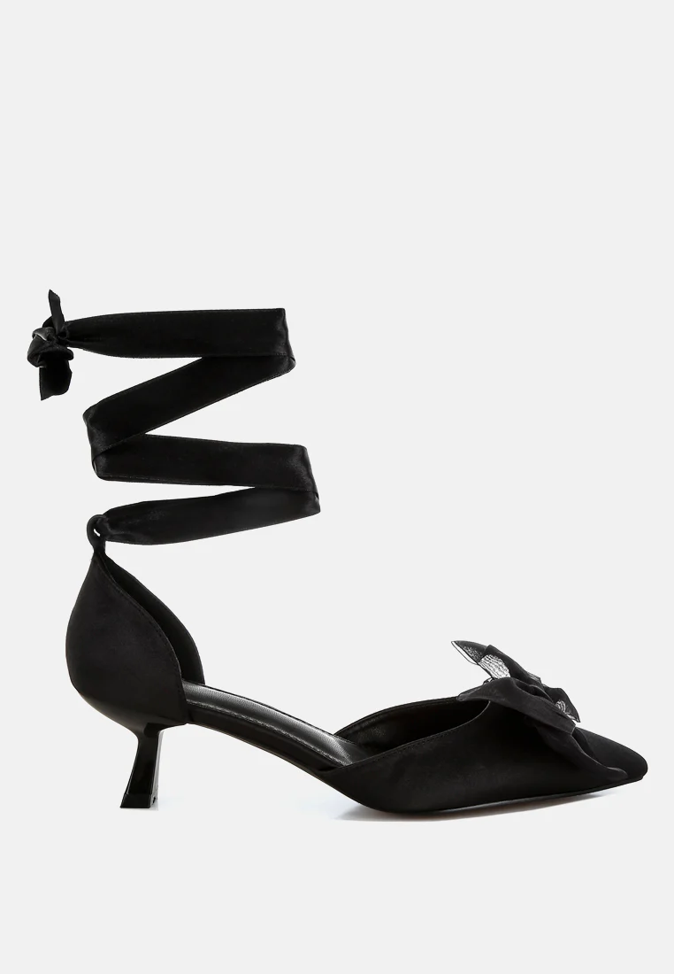 Cadell Bow Detail Satin Sandals - Image 17