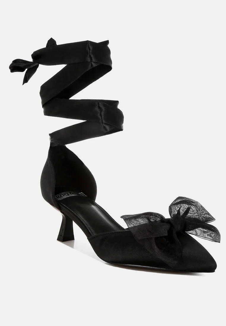 Cadell Bow Detail Satin Sandals - Image 19