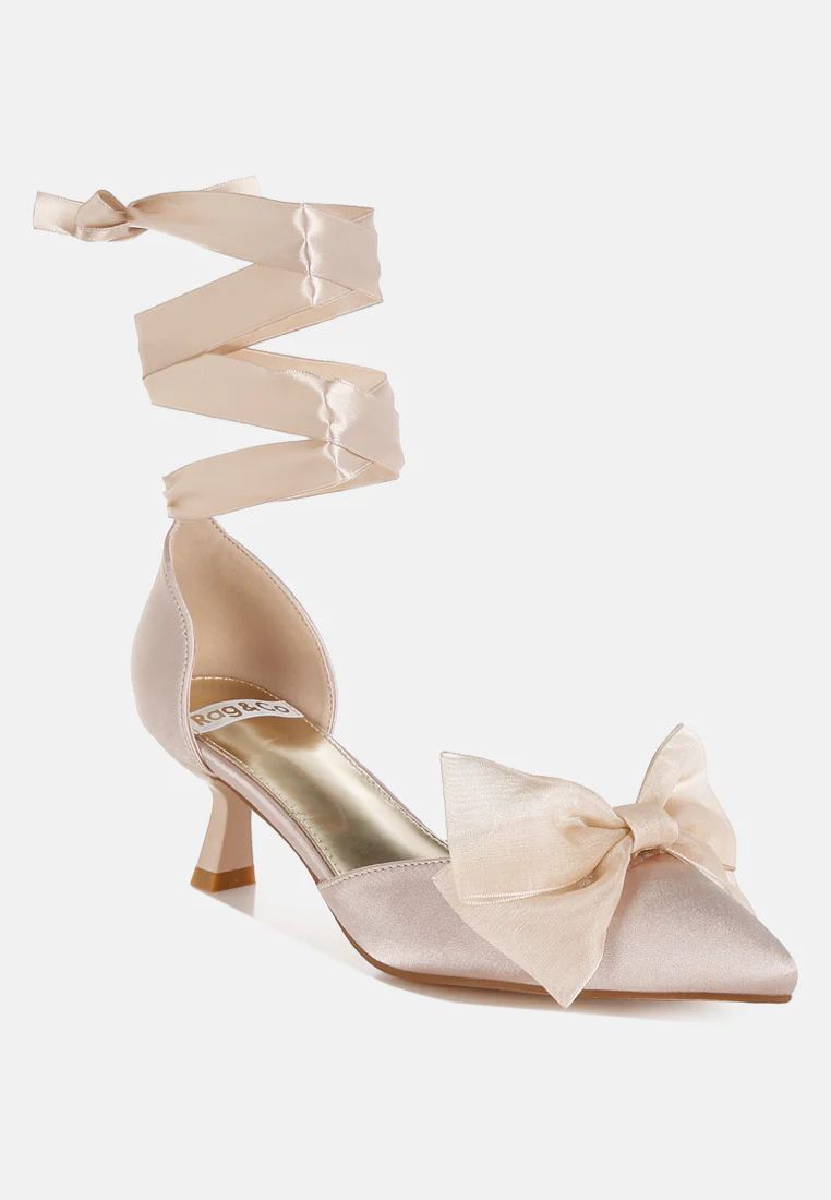 Cadell Bow Detail Satin Sandals - Image 3