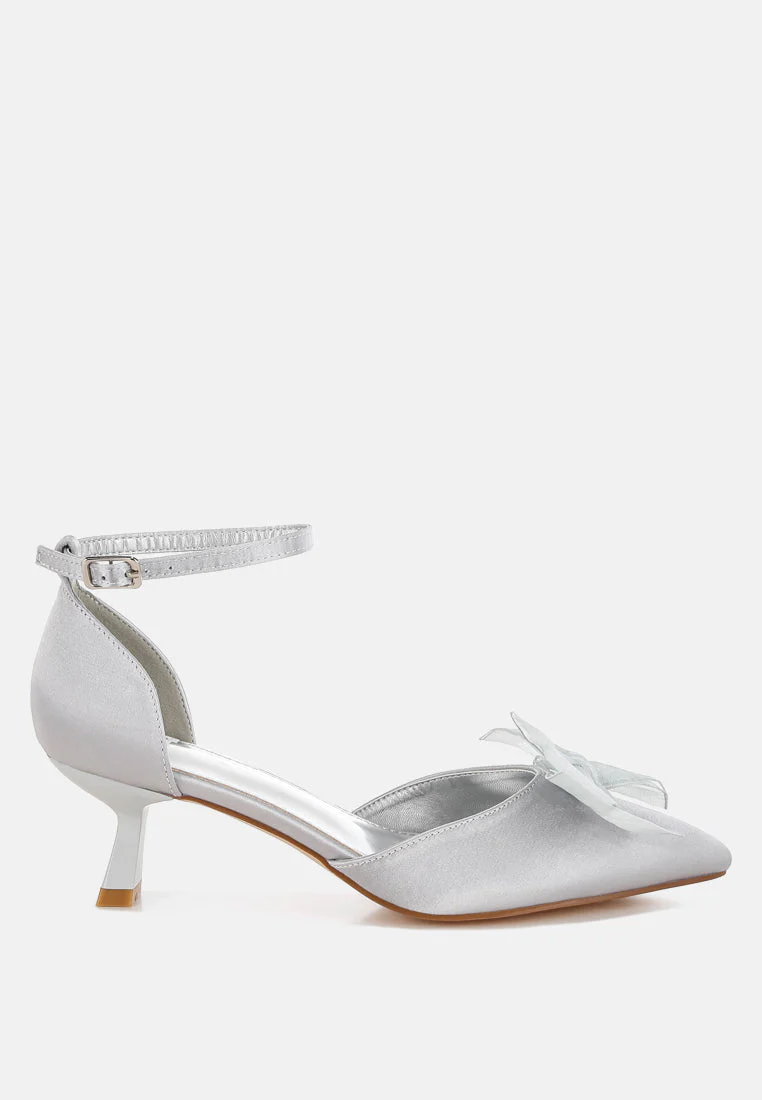 Cadell Bow Detail Satin Sandals - Image 9