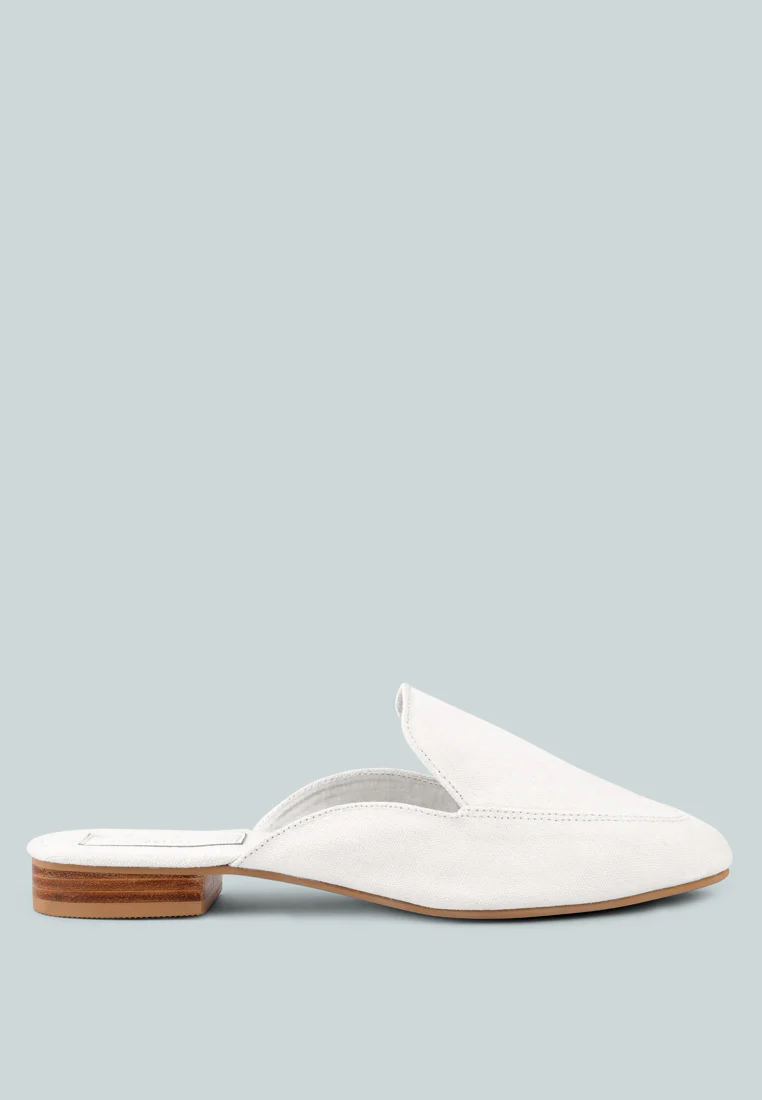 CALICO White Organic Canvas Mules - Image 2