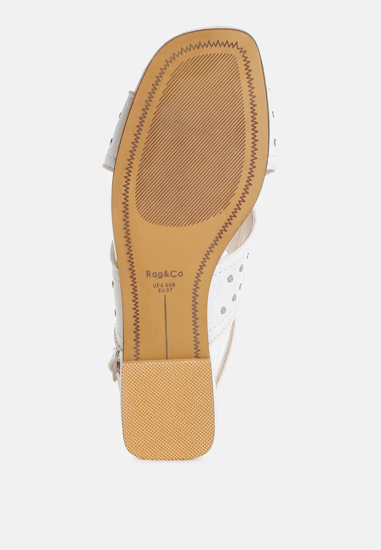 Calluna Stud Embellished Buckled Flats - Image 5
