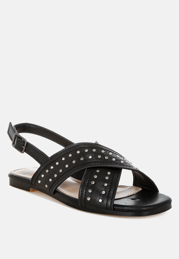 Calluna Stud Embellished Buckled Flats - Image 7