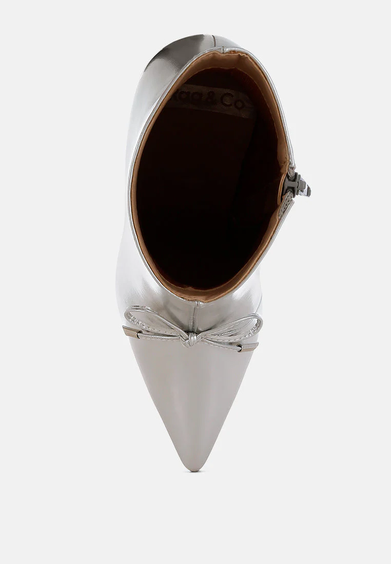Capper Bow Detail Metallic High Ankle Boots - Image 5