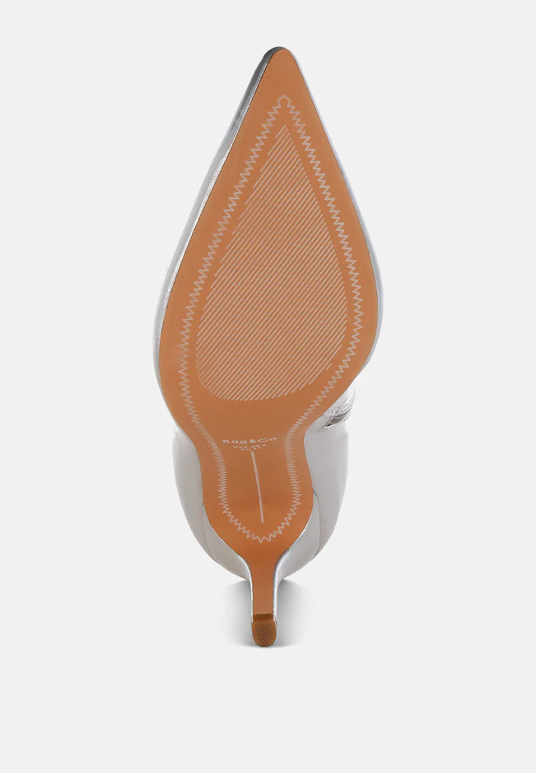 Capper Bow Detail Metallic High Ankle Boots - Image 6
