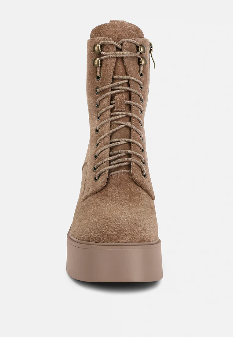 Carmac High Ankle Platform Boots In Tan - Image 6