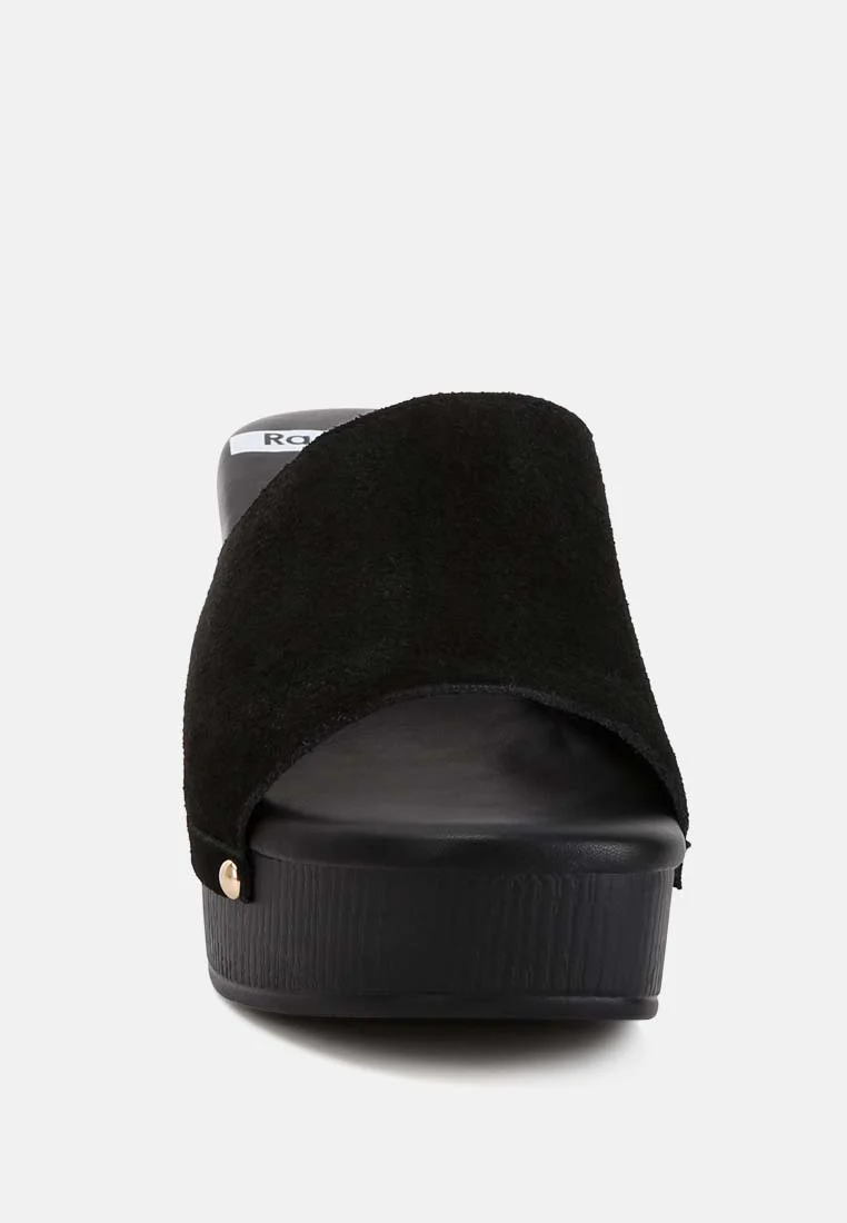 Cartera Soft Suede High Block Heel Clogs - Image 3