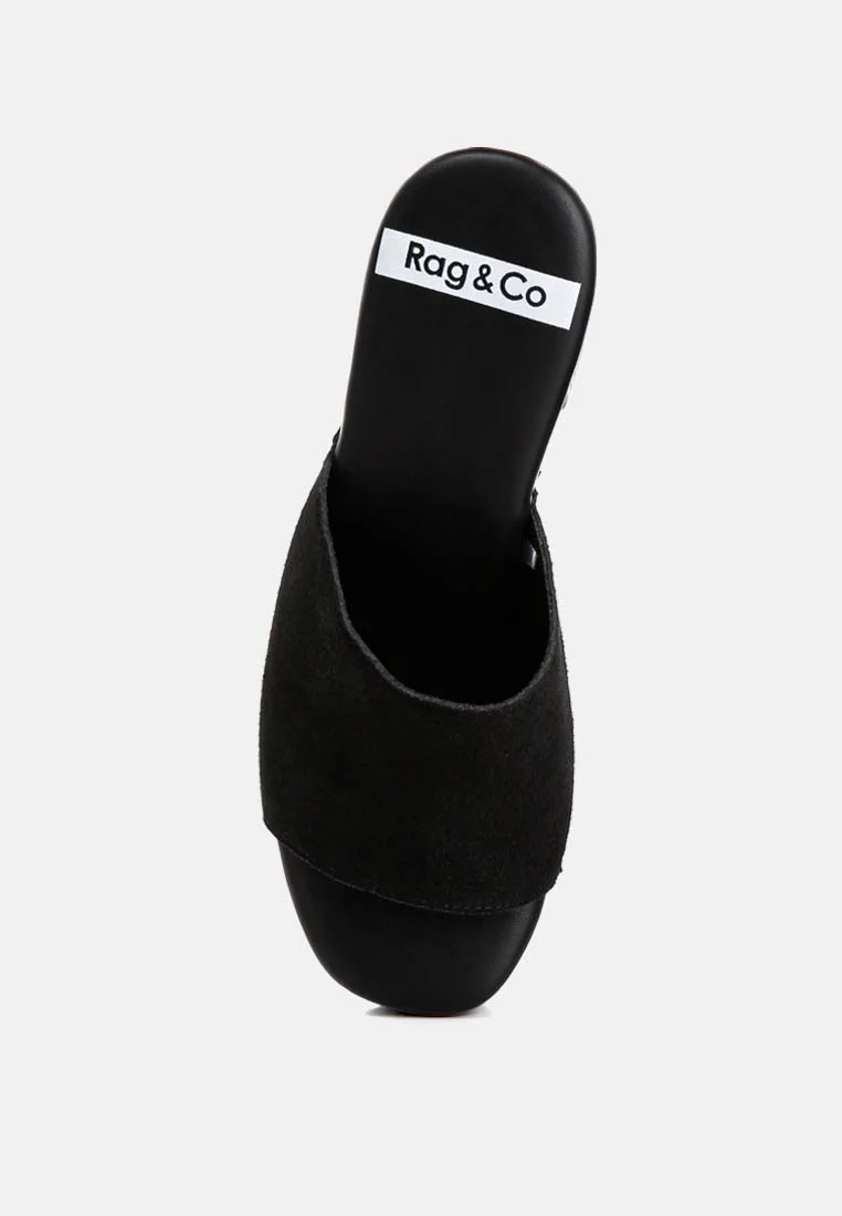 Cartera Soft Suede High Block Heel Clogs - Image 6