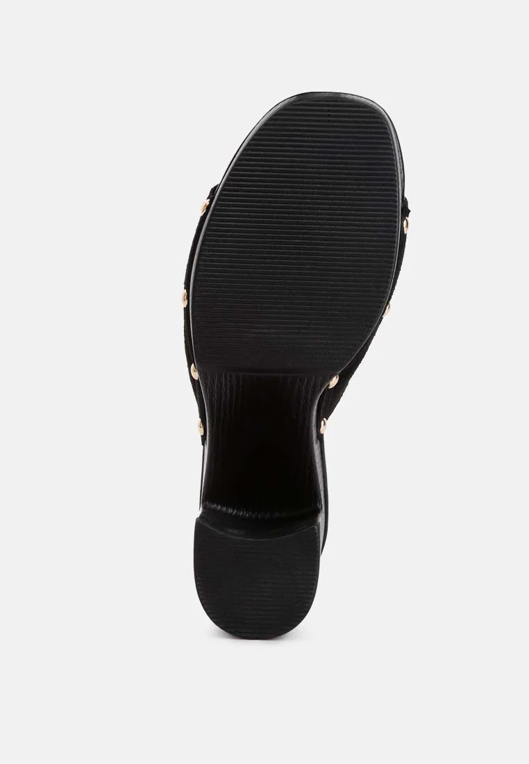 Cartera Soft Suede High Block Heel Clogs - Image 7