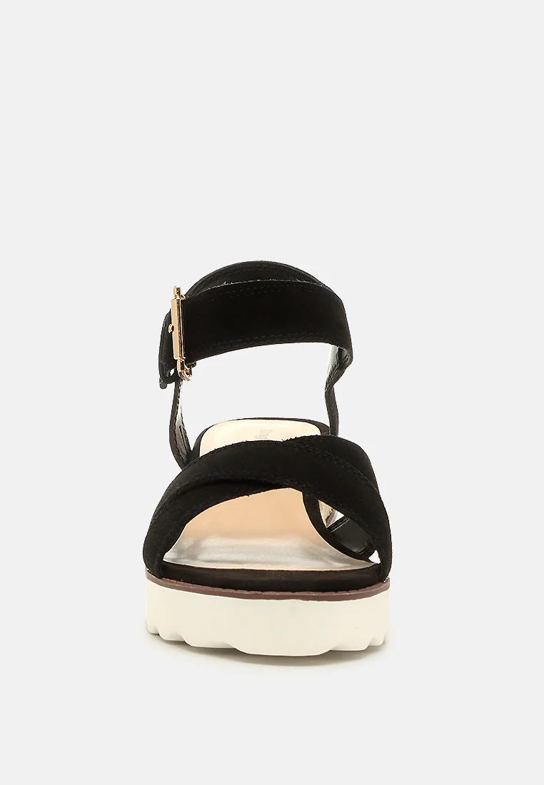 CASA Black Wedge Sandals - Image 3