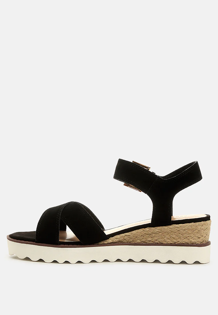 CASA Black Wedge Sandals - Image 4