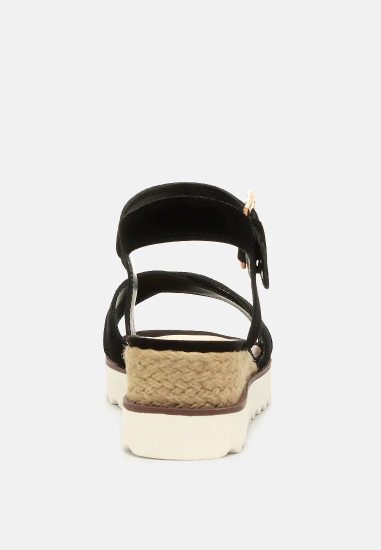 CASA Black Wedge Sandals - Image 5