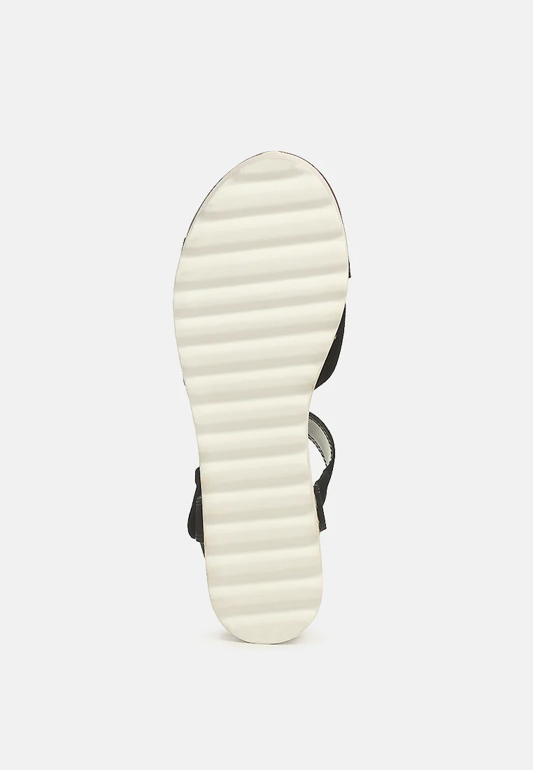CASA Black Wedge Sandals - Image 6