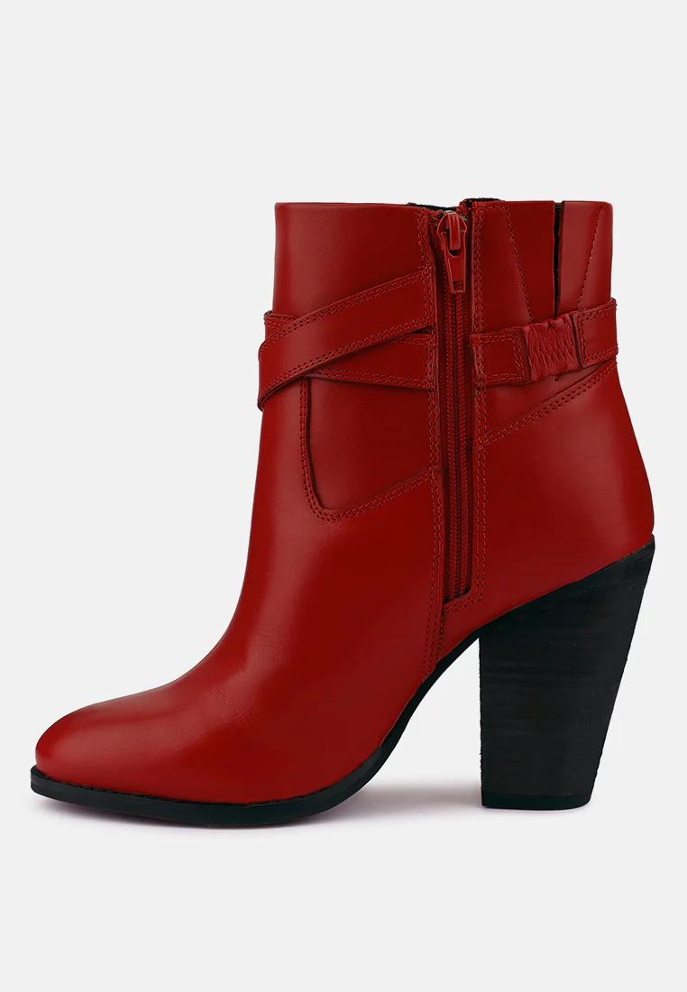 CAT-TRACK Red Leather Ankle Boots - Image 4