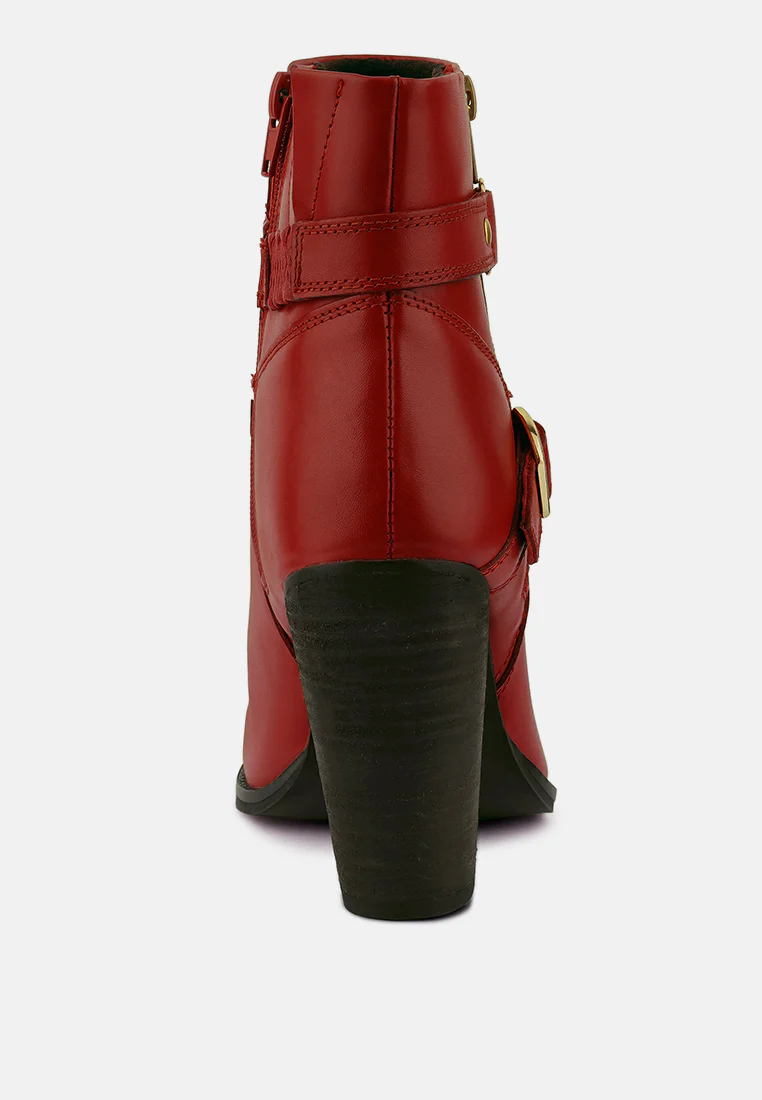 CAT-TRACK Red Leather Ankle Boots - Image 5