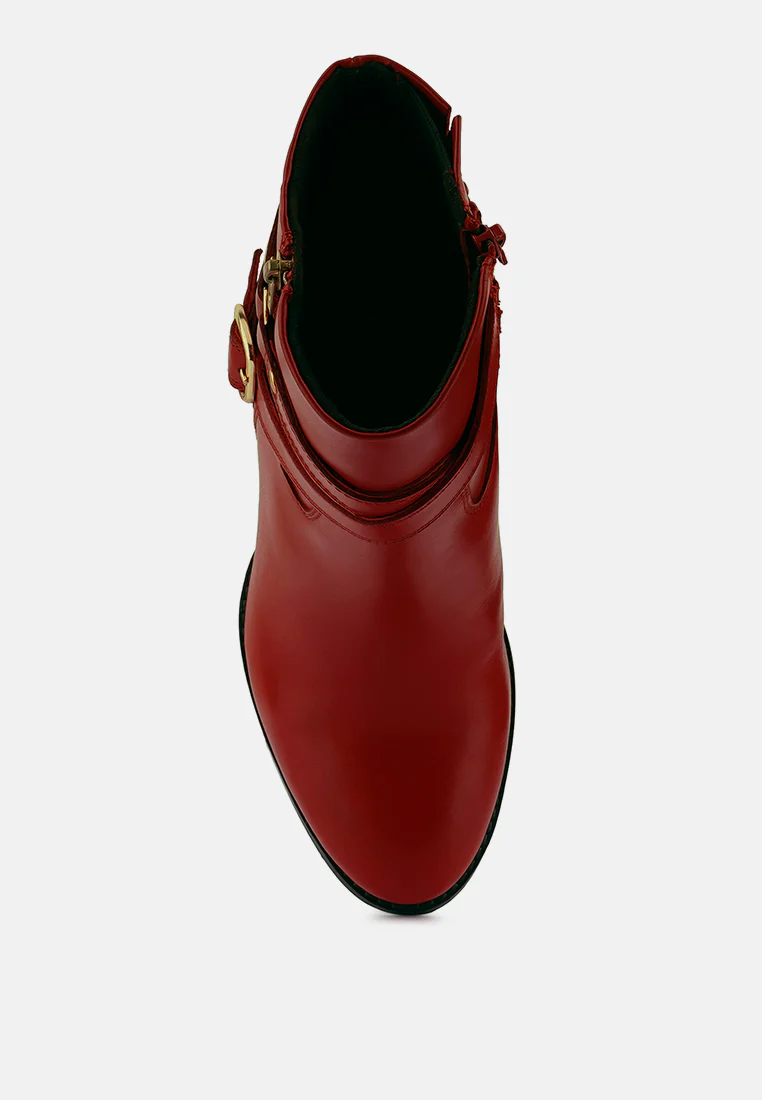 CAT-TRACK Red Leather Ankle Boots - Image 6