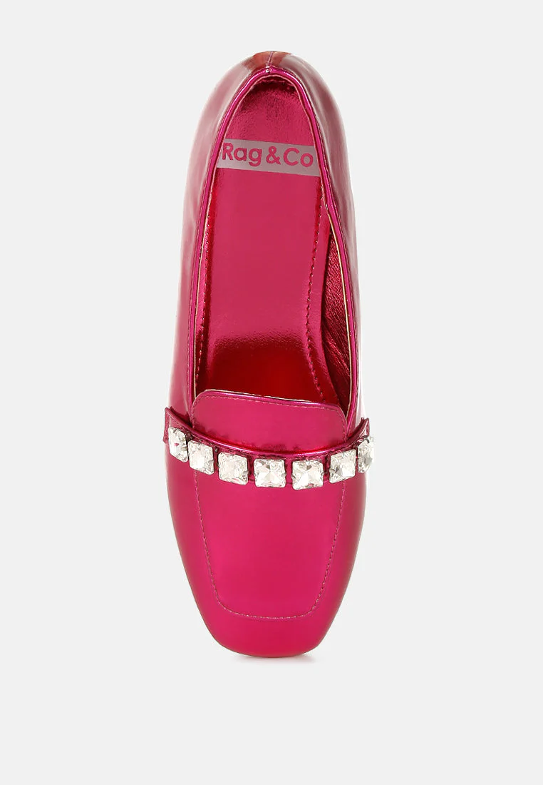 Celosia Metallic Diamante Strap Loafers - Image 10
