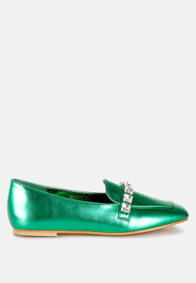 Celosia Metallic Diamante Strap Loafers - Image 12