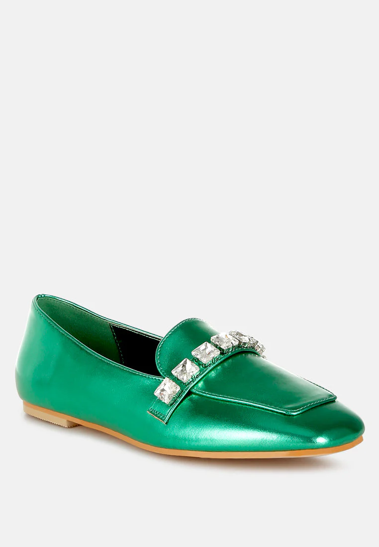 Celosia Metallic Diamante Strap Loafers - Image 13