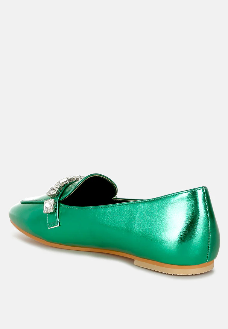 Celosia Metallic Diamante Strap Loafers - Image 14