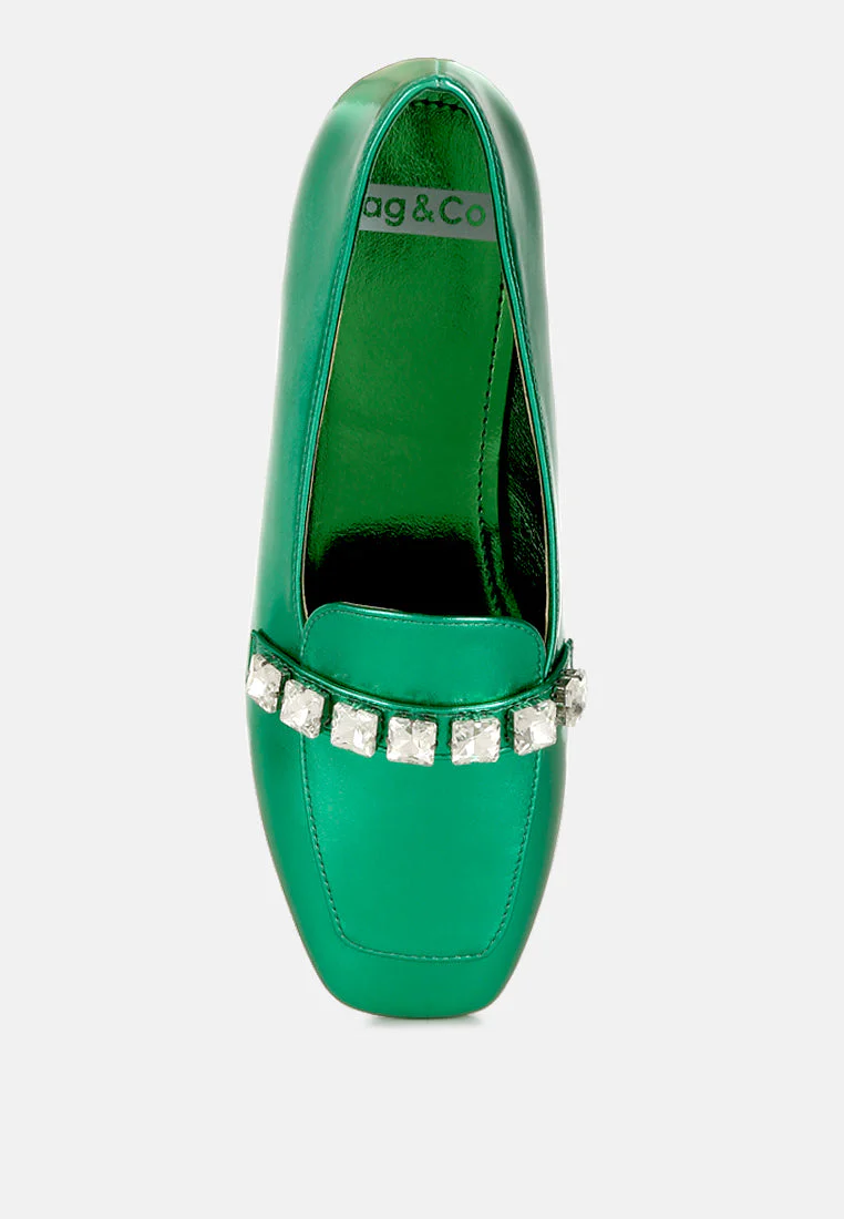 Celosia Metallic Diamante Strap Loafers - Image 15