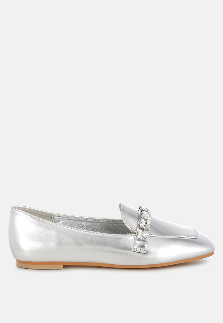 Celosia Metallic Diamante Strap Loafers - Image 17