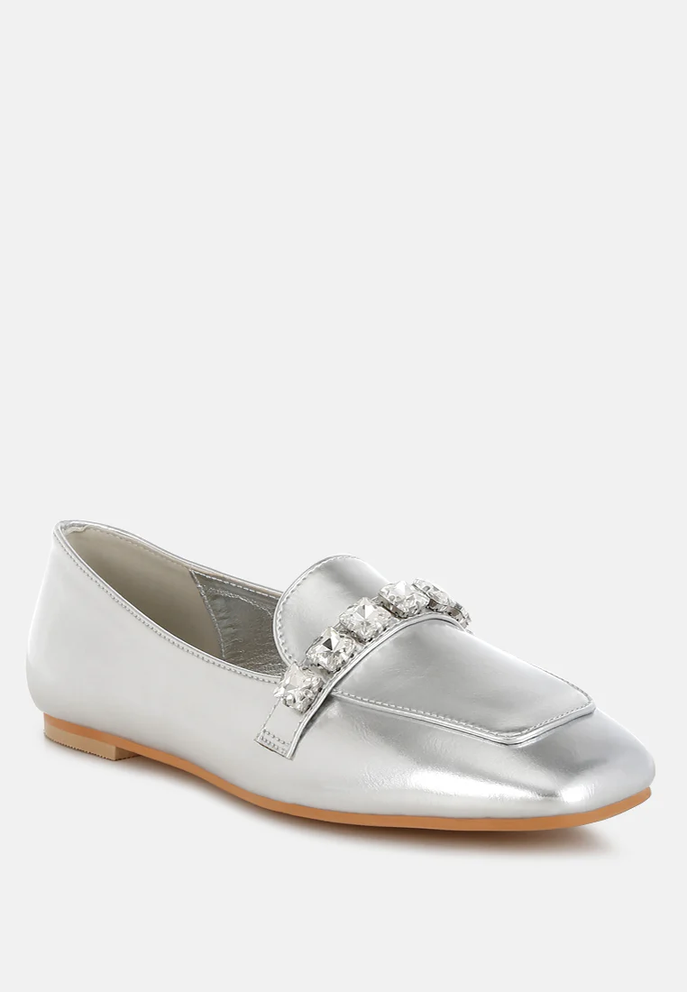 Celosia Metallic Diamante Strap Loafers - Image 18