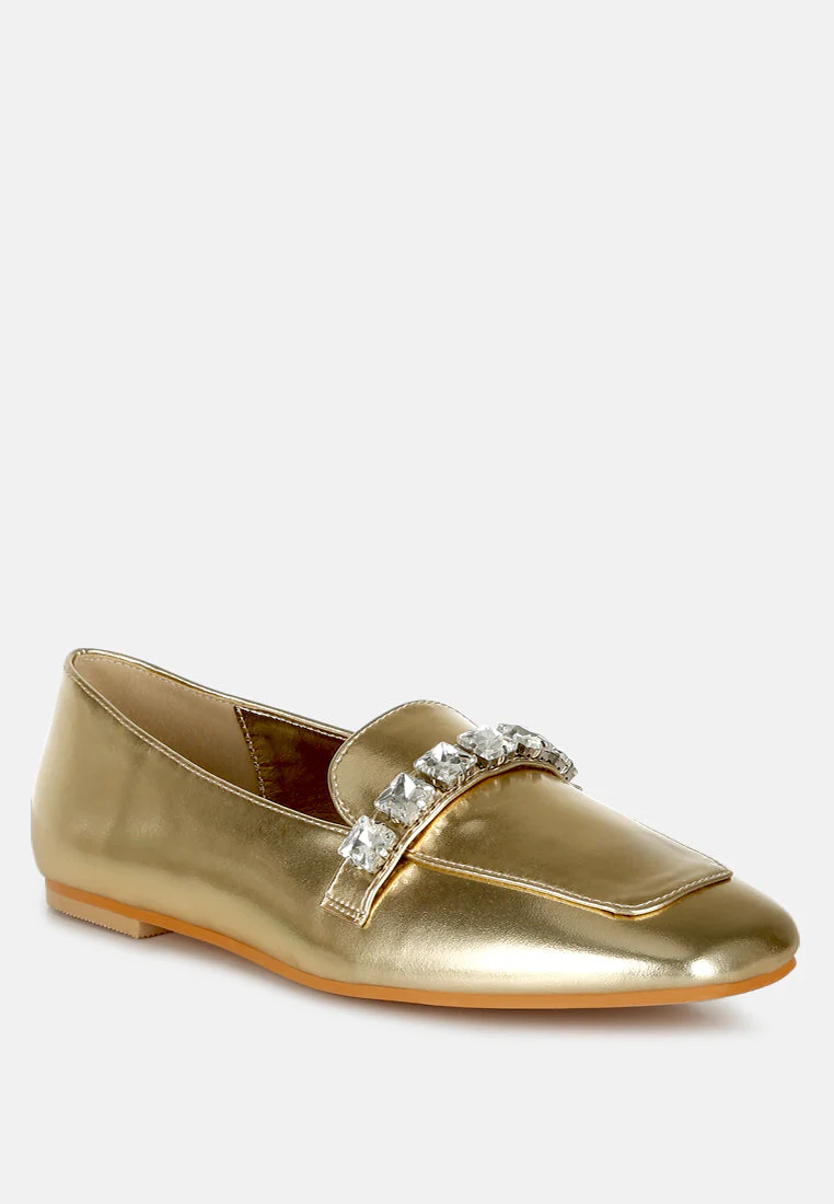 Celosia Metallic Diamante Strap Loafers - Image 2