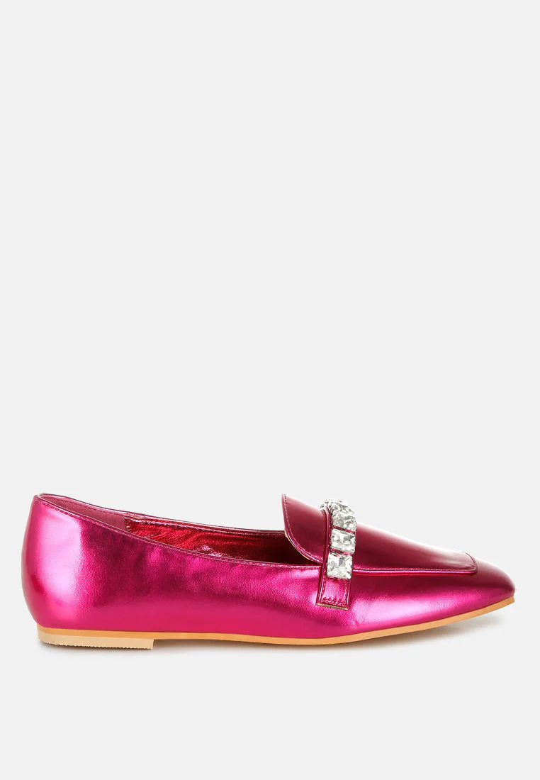 Celosia Metallic Diamante Strap Loafers - Image 6