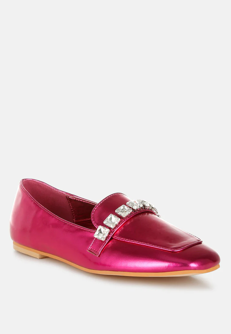 Celosia Metallic Diamante Strap Loafers - Image 8