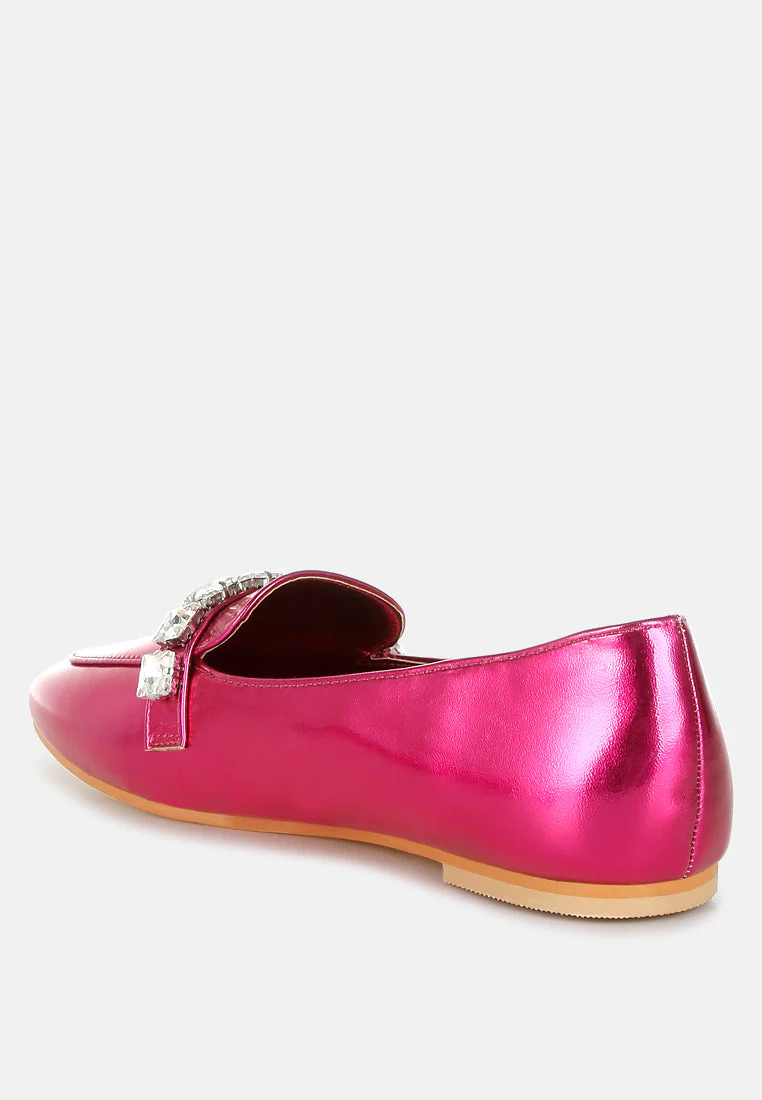 Celosia Metallic Diamante Strap Loafers - Image 9
