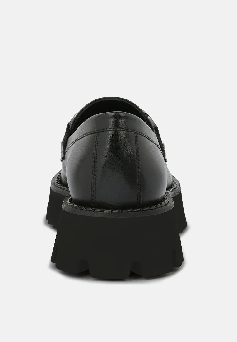 CHEVIOT Black Chunky Leather Loafers - Image 5